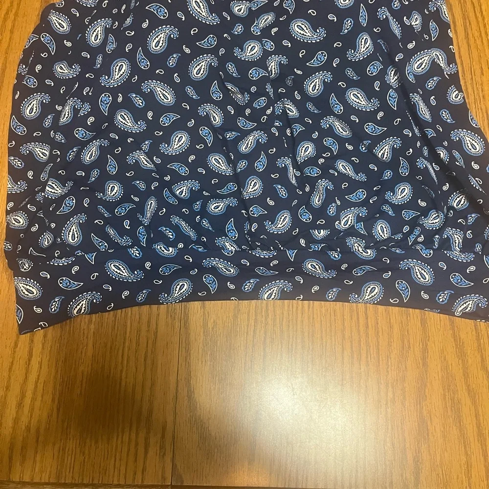 Lands' End Navy Blue paisley blouson  tankini top and matching swim bottoms 16W - Picture 6 of 7
